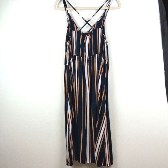 Roxy Sunset Beauty Midi Dress In blue Macy Stripe Size L - Picture 8 of 12